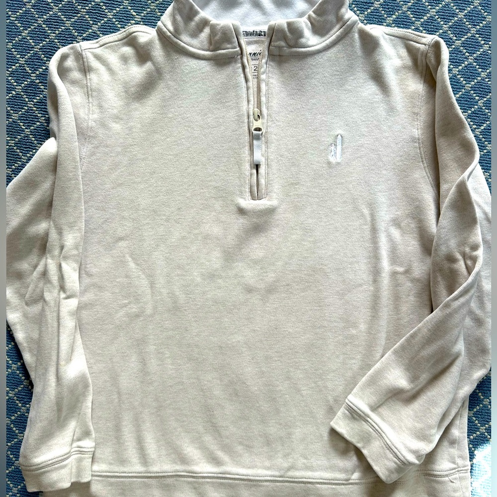 Johnnie-O quarter zip sweatshirt in oatmeal color, size 12